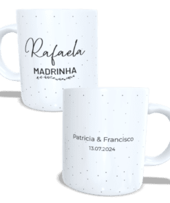 Caneca personalizada de porcelana branca para madrinha e padrinho