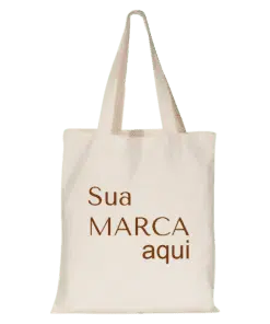 Sacola Ecobag personalizada em algodão cru, com alça de ombro e costura reforçada, ideal para uso diário e sustentável