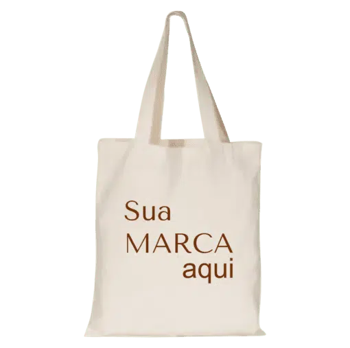 Sacola Ecobag personalizada em algodão cru, com alça de ombro e costura reforçada, ideal para uso diário e sustentável