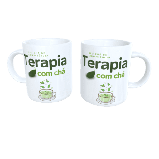 Caneca personalizada para terapia com chá em porcelana branca