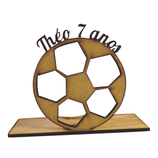 Porta Guardanapo em MDF formato bola de futebol, personalizado com nome