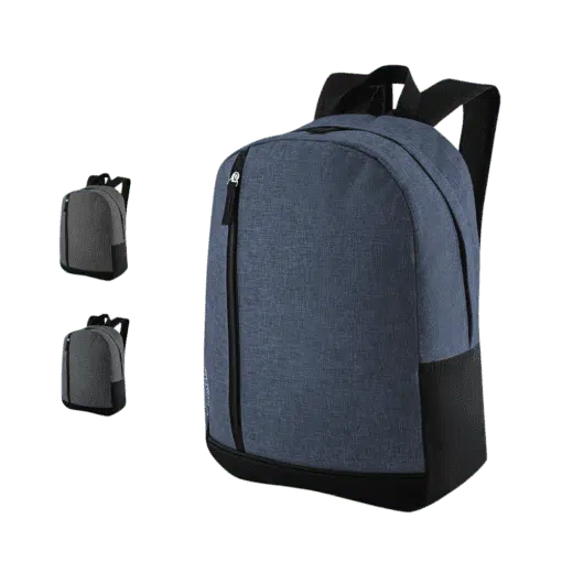 Mochila de poliéster sem porta notebook, com bolso lateral e alça acolchoada