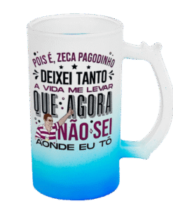 Caneca de Chopp Jateada Degrade Azul 475ML - Deixa a Vida Levar