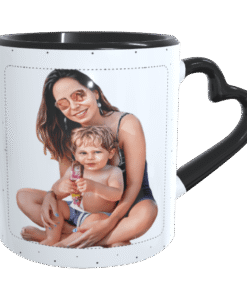 Caneca Personalizada Com Alça Preta de Coração e Interior Preto